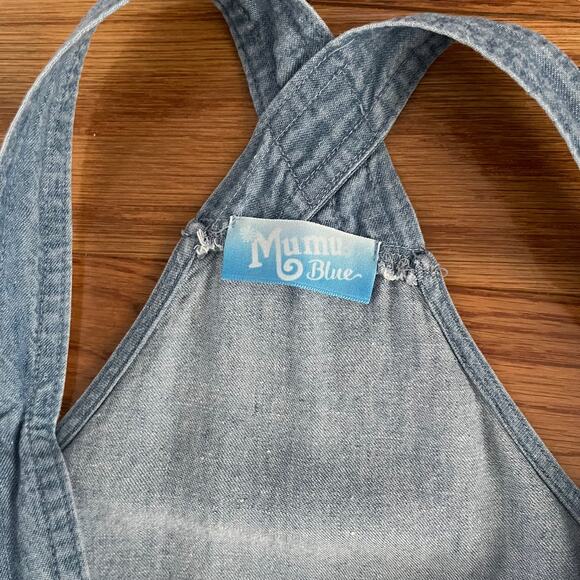 Show Me your Mumu Beachside Overalls Women Medium Blue Cuffed Casual Cottagecore - Picture 3 of 7
